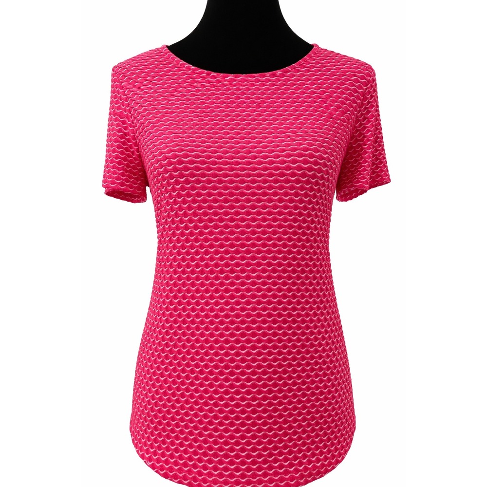 Easywear By Chico's Pullover Short Sleeve Top Size 0 Pink Waffle Knit  Stretch